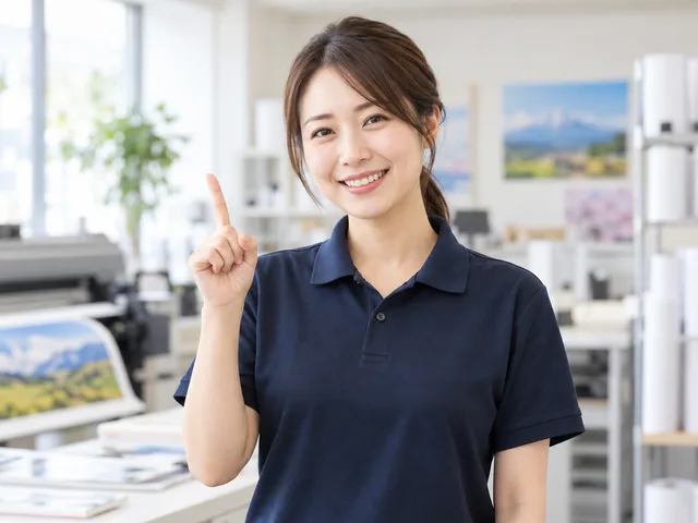 人差し指を立てて発送のポイントをご案内する女性のイメージ